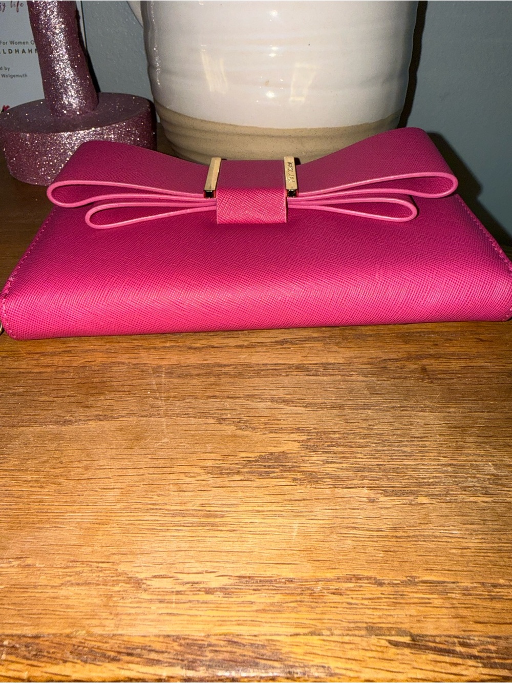 Betsey Johnson Hot Pink Bow Wristlet Clutch - Picture 3 of 7